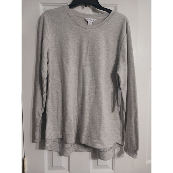NWT Women's Liz Claiborne Gray Light Sweatshirt Top Blouse Size L Lt. Grey Hthr - Picture 1 of 5